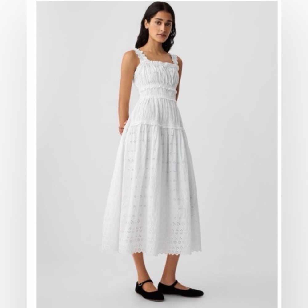 NWT Gap x Doen Eyelet Midi Dress White Sz S PRICE FIRM